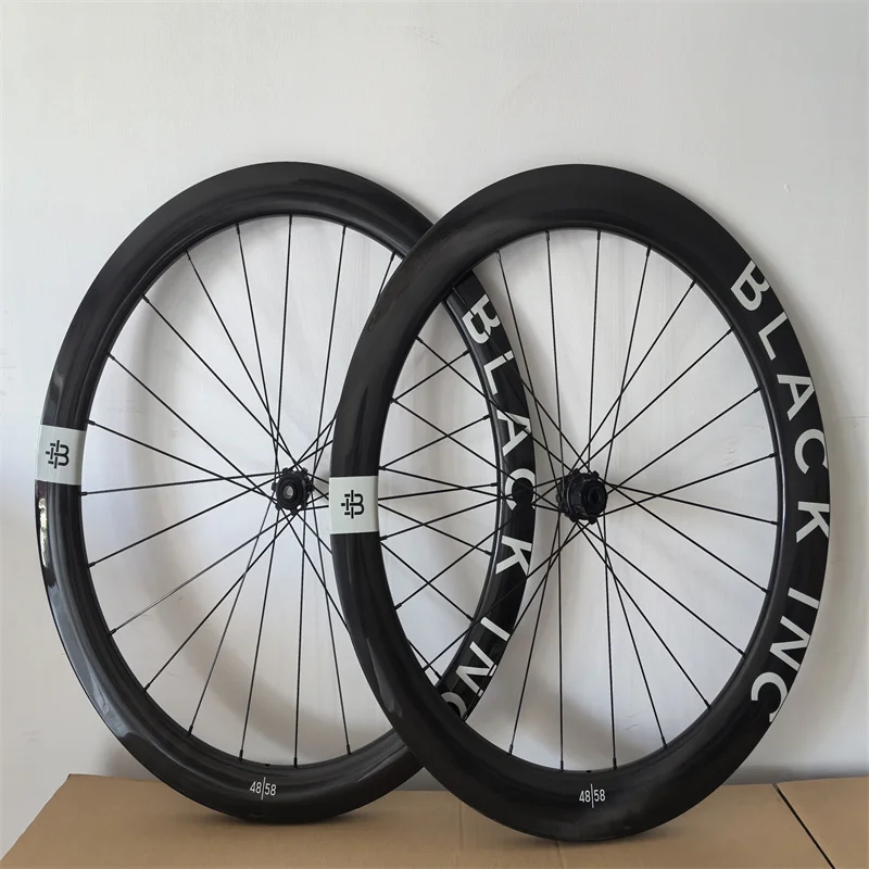 BLACK INC 700C Road Bike Disc Brake Carbon Wheelset 38/50/60/88mm Depth 25/28mm Width Clincher/Tubeless/Tubular Custom Logo