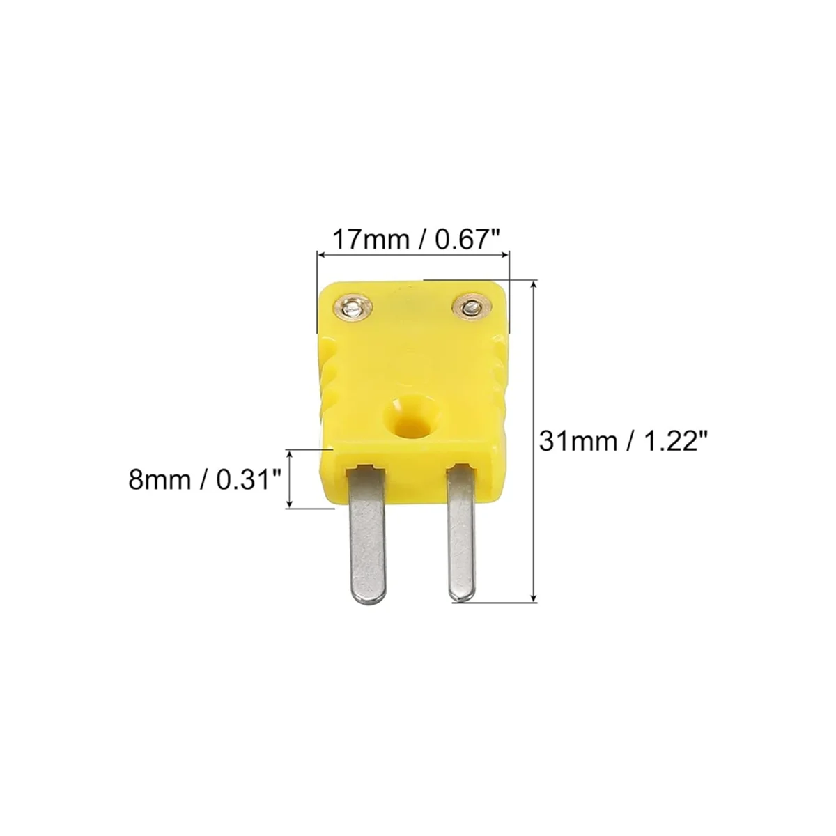 Mini Type K Thermocouple Connector Male Plug Adapter High Temperature 120℃ (248℉) for Thermocouple Sensor Probes