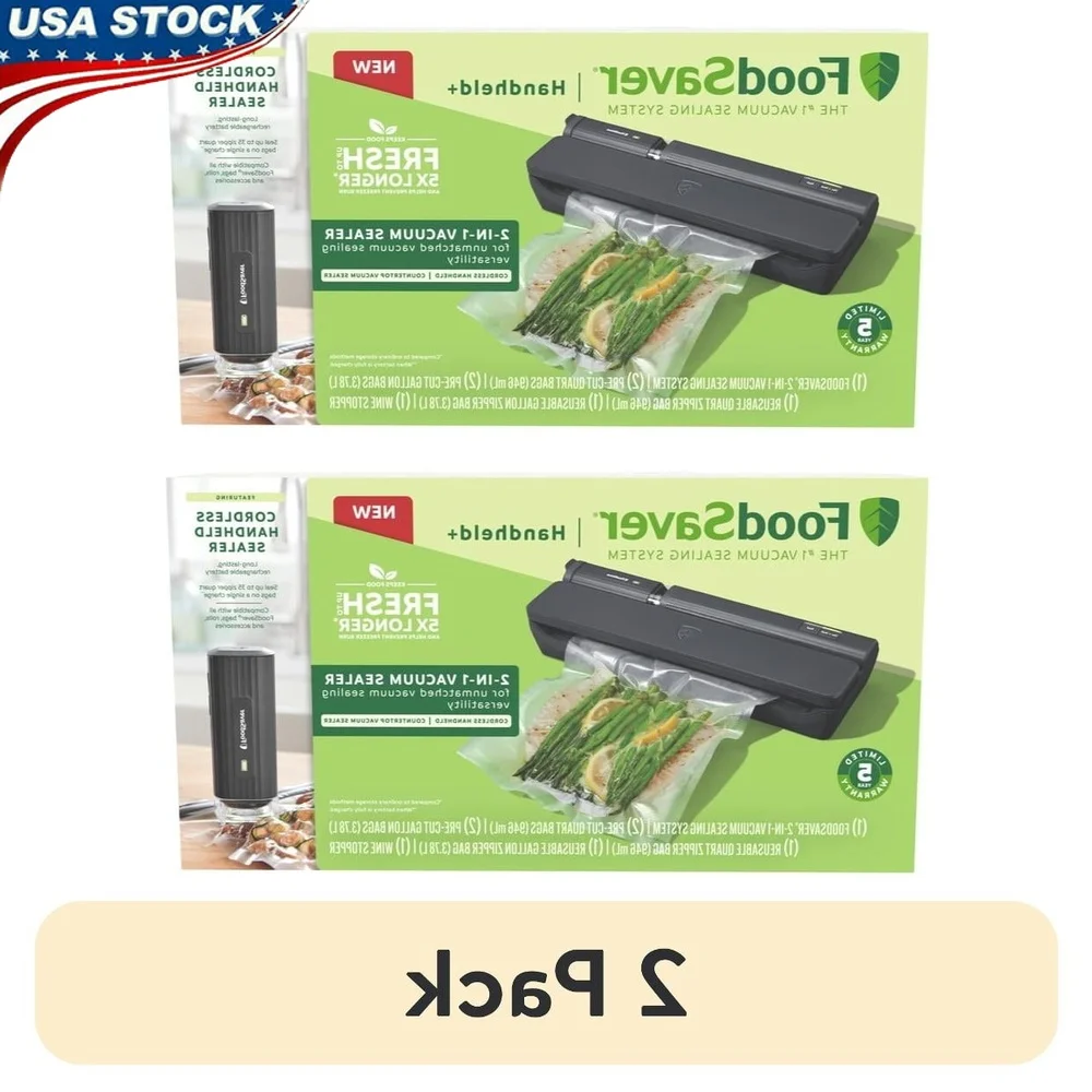 

2-in-1 Handheld Countertop Vacuum Sealing System Cordless Vacuum Sealer Marinate Mode Compact Design Airtight Food Storage