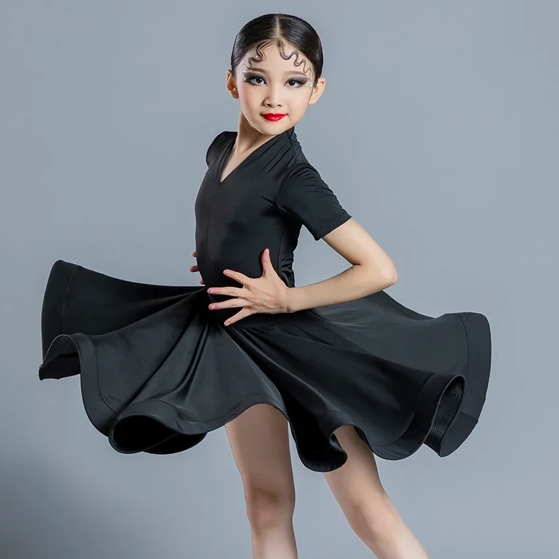 2025 여자 라틴 댄스 드레스 전문 경쟁 의류 긴 소매 형광 컬러 드레스 차차 룸바 댄스웨어