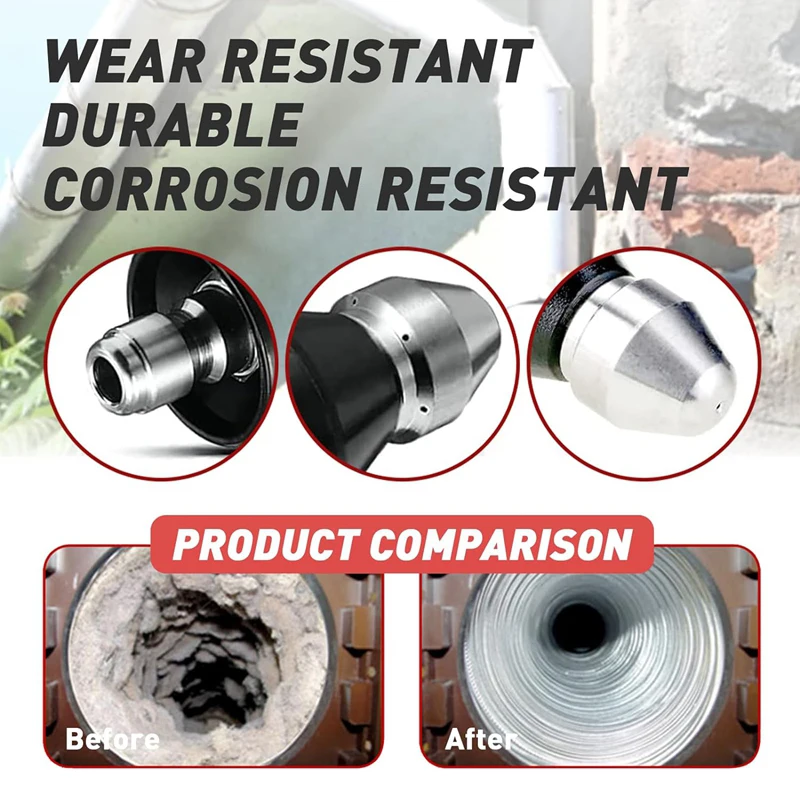 Sewer Cleaning Tool Pipe Unclogger Nozzle 1/4 Quick Connector Pressure Washer Sewer Jetter Nozzle for Drain Jetting Hose 5000PSI image 5