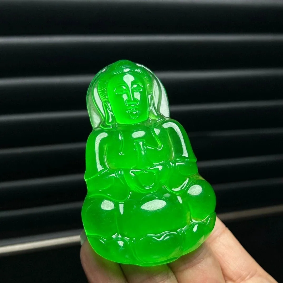 Real Natural High Ice Green Jade Jadeite guanyin Pendant&Necklaces