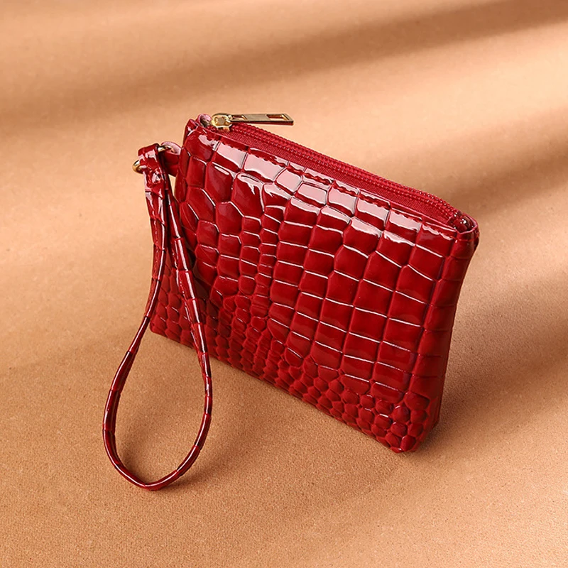 New Mini Women's Wallet Crocodile Pattern Short Zipper Wrist Small Coin Bag Fashion Pu Leather Ladies Card Holder Coin Purse