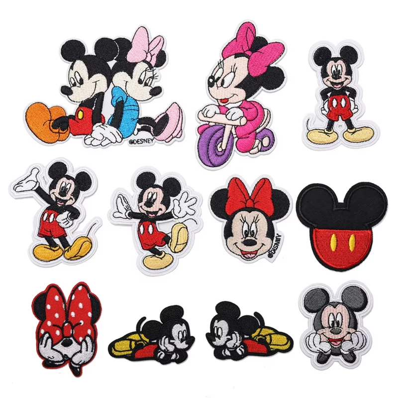 MINISO Disney Mickey Minnie Embroidered Patches Anime Repair Patches Applique Patches for Ironing On Holiday Decorations