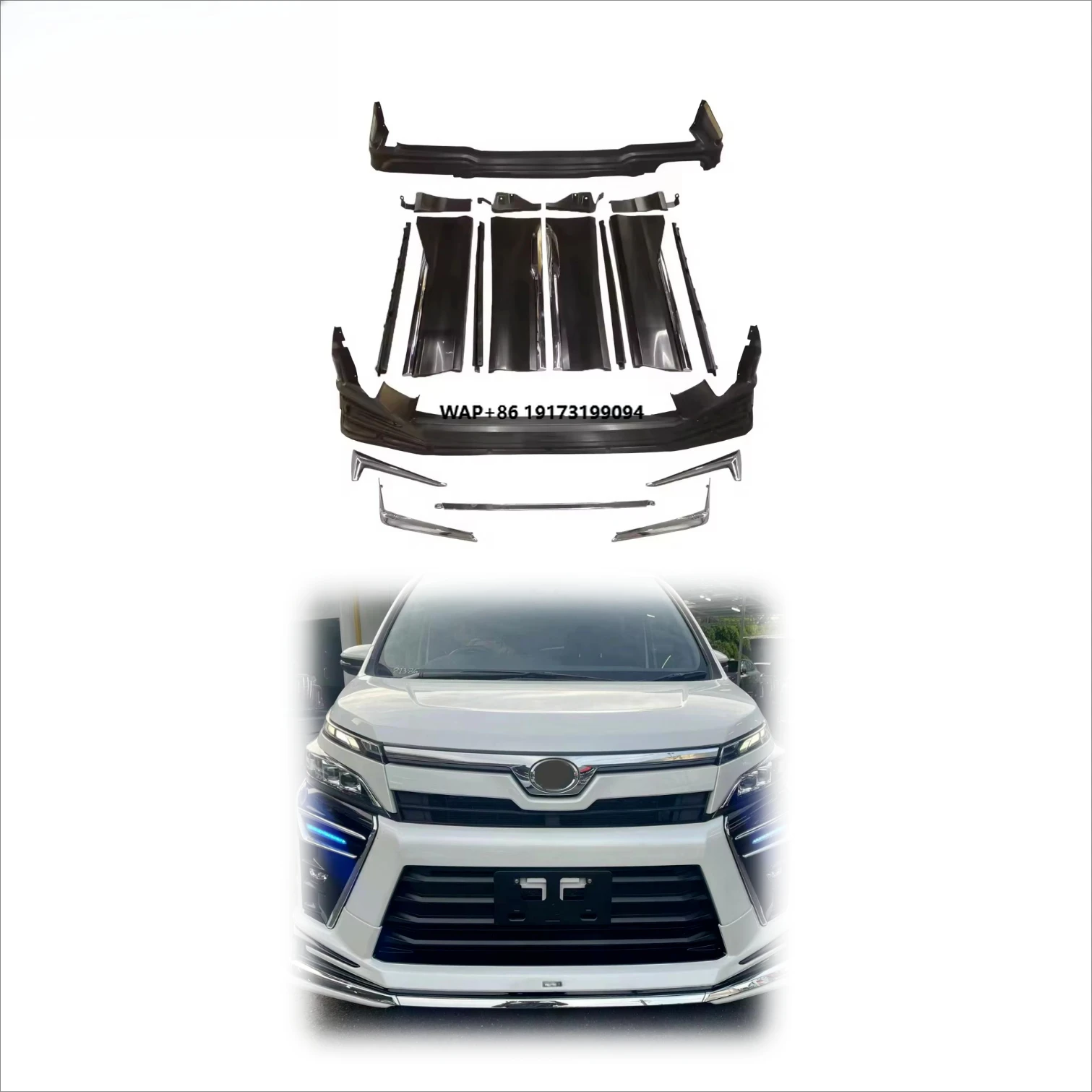 

Factory Price for Toy-ota Voxy 2017-2020 80series Model-lista Monalisa Bodykit Aero Front Lip Rear Lip Side Skirt Chrome