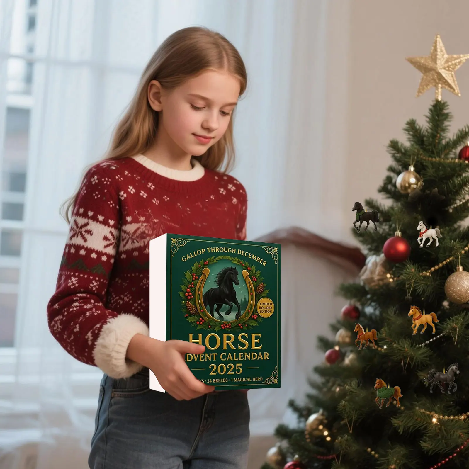 2025 Christmas Countdown Calendars With 24 Unique Horses Figurines For Home Decor Kids Toys 2d Flat Horse Advent Calendar