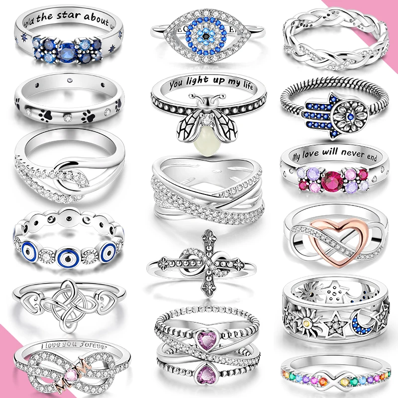 

Оригинальное кольцо из стерлингового серебра 925 пробы для женщин, циркон, светлячок, сердце, крест, ювелирные изделия