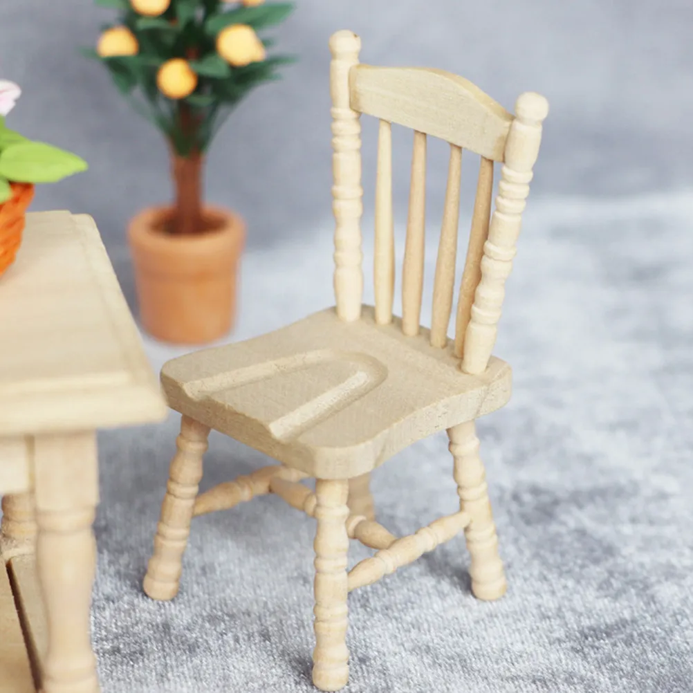 

Mini Classical Wooden Chair Elegant Simple Style for Mini House Study Room Decoration and Photography Chair Model