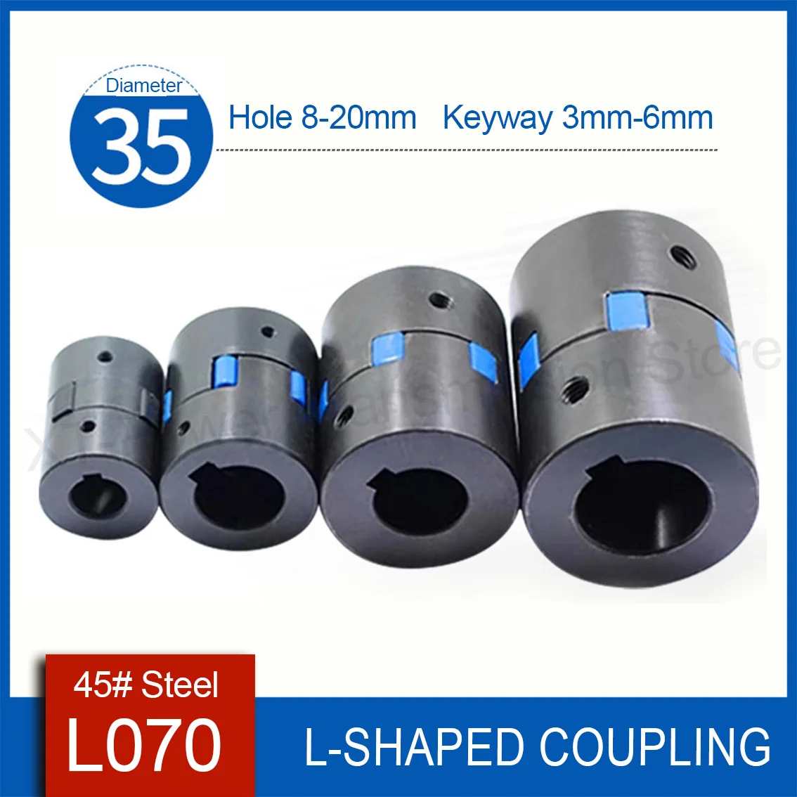 L070 OD 35mm Height 51mm Three Jaw Coupling Inner Hole 10-20mm Keyway 3-6mm Plum-Coulper Servo Motor/Star Coupling High Torque