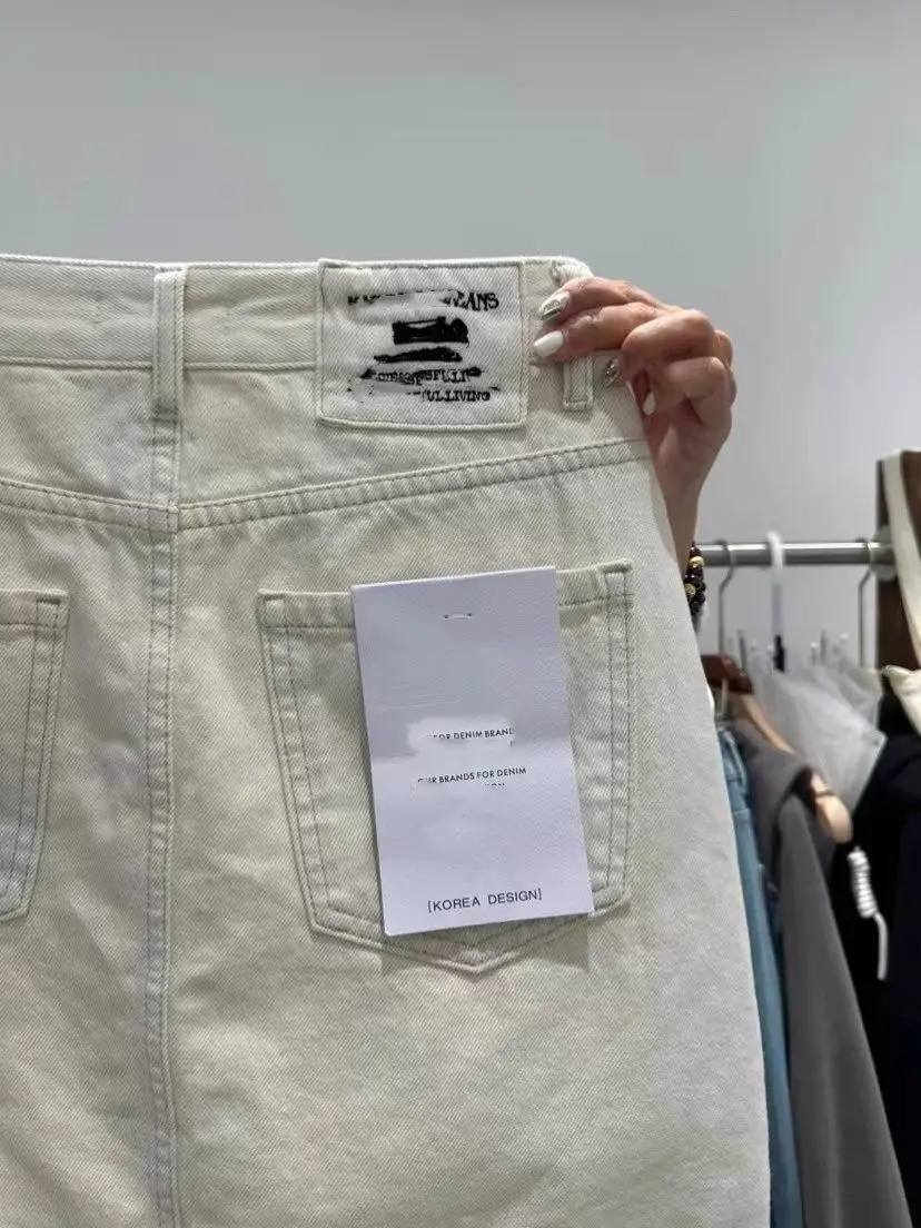 Jeansrock mit hoher Taille, A-Linie, Schlitz, Sommer, dünn, vielseitig, kurzer Rock