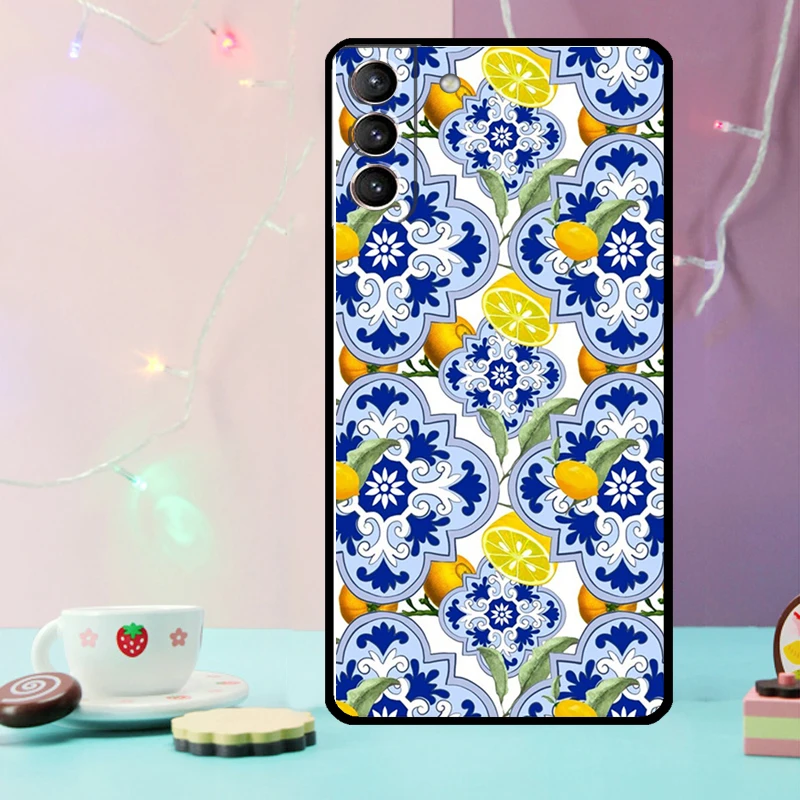 Mediterranean Lemon Case For Samsung Galaxy S21 S20 FE S22 S23 S24 Ultra Note 10 Plus Note 20 S8 S9 S10 Cover