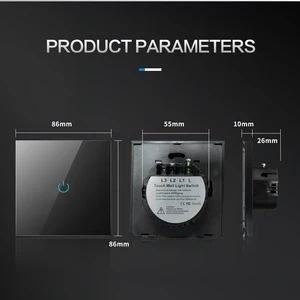 Bonde Touch Switch Wall 220V Standard Glass Glass Tempered Crystal Energy Panel 1/2/3 Gang 1 Way Sensor Light Light DwaterProof Water 12 Main Sales switch League - №11