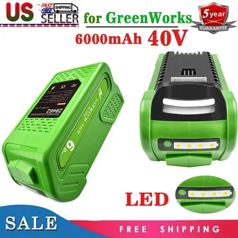 

2024NEW Rechargeable Battery for greenworks 40v G-MAX 6ah 29252,22262, 25312, 25322, 20642, 22272, 27062 y 21242 Replacement bat