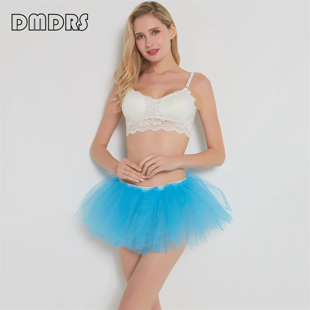 Falda de tren de fiesta de tutú Popular para mujer, Mini faldas de cóctel ajustables de Ballet coloridas de 5 capas, talla única