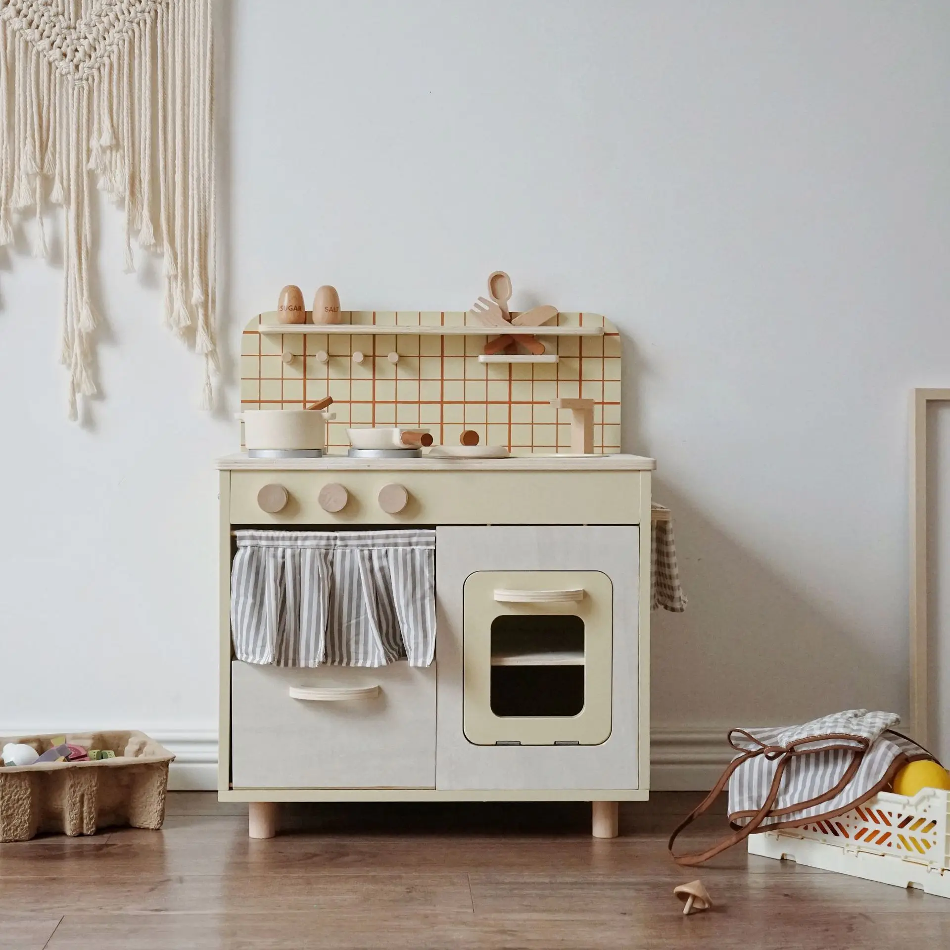 Play House Kitchen Toy Set, Cooking Simulation Kitchen Utensils Wooden Girl Boy Birthday Gift