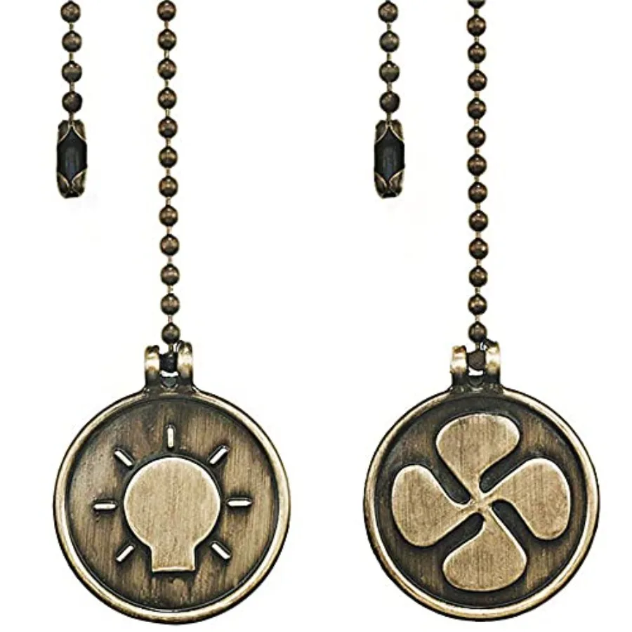 Ceiling Fan Pull Chain Decorative Extender A set of 2 Ornaments 12 Inch Vintage Color Pull Chain Extension For Ceiling Light La