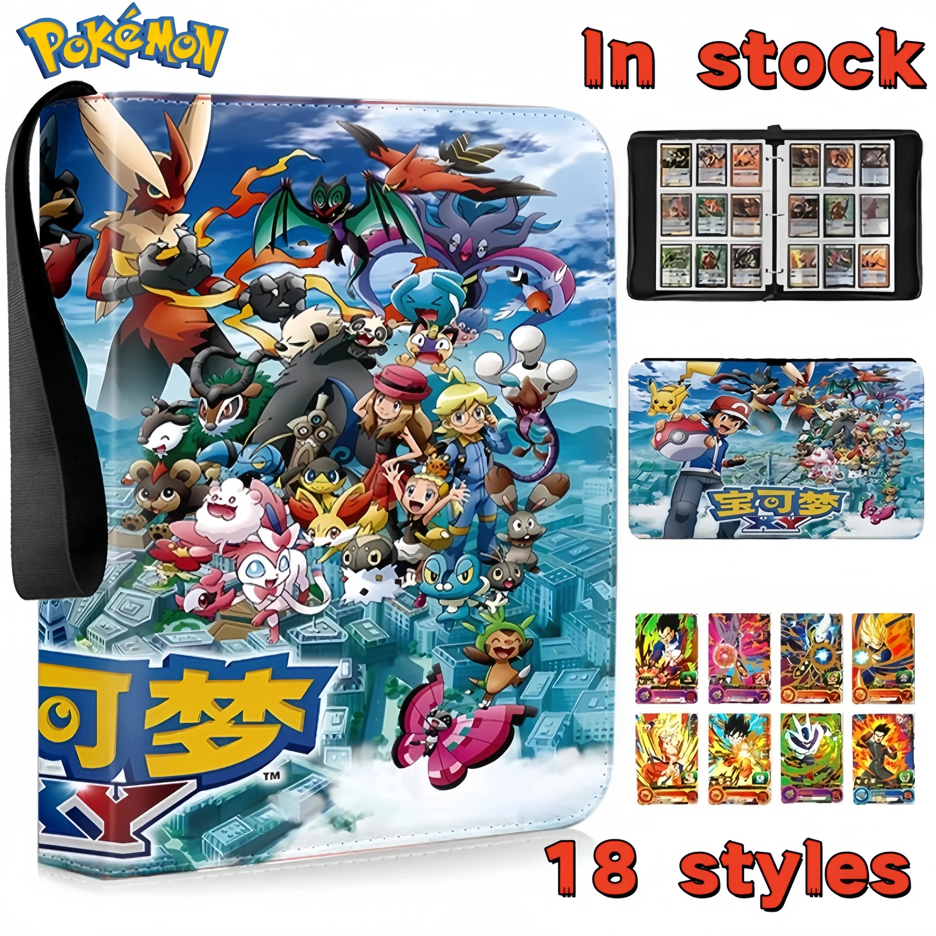 

2025 New Binder 400pcs & 900pcs Pokemones Card Album Collection Book Trendy Cartoon Pu Zipper Photo Album File Toys gifts