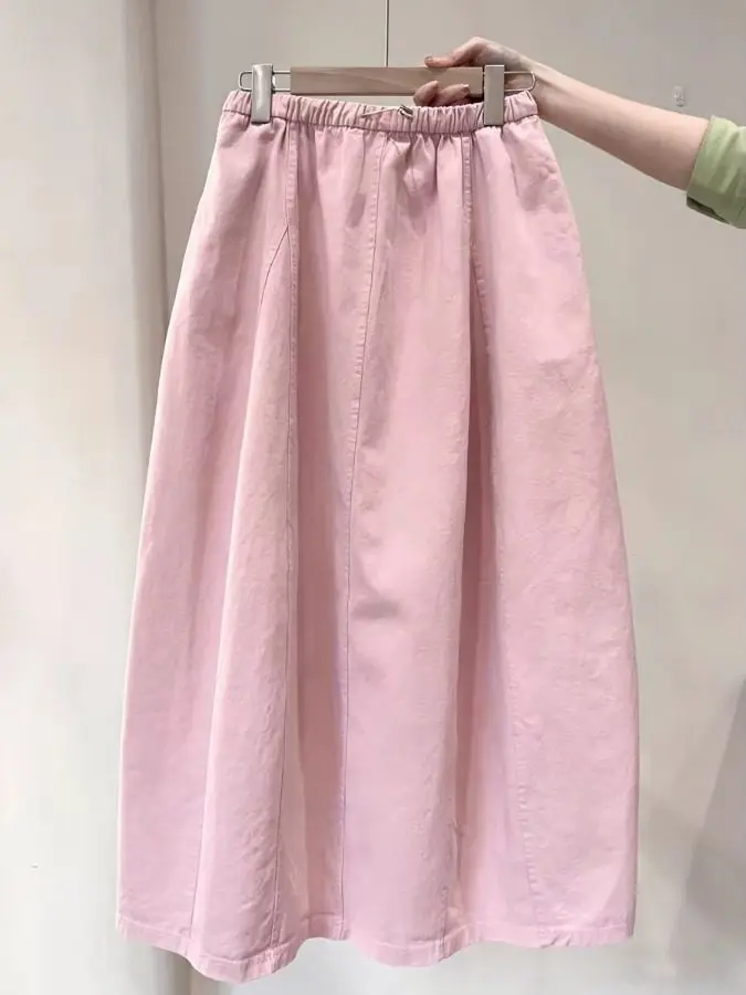 Pink Flower Bud Skirt Women's Fashionable Versatile Half-length High-waisted Spring 2026 New Style Durable Straight-cut Skirt