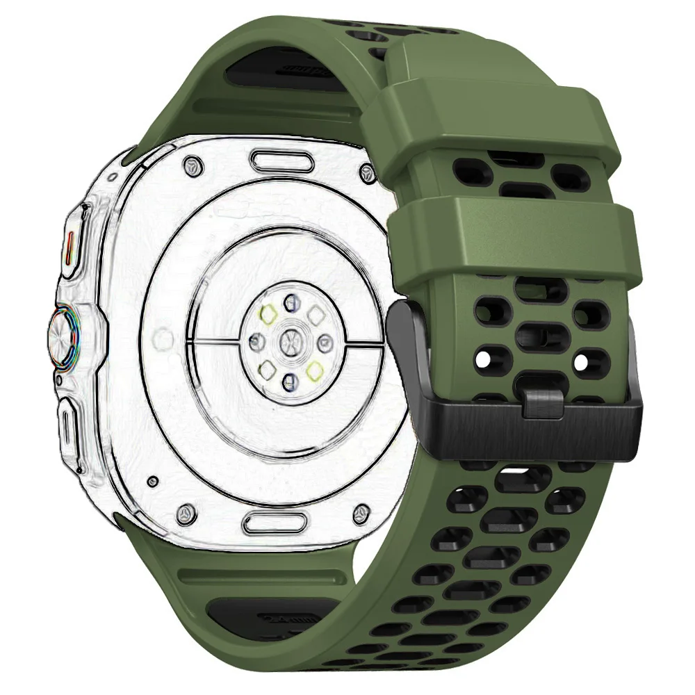 Двухцветный спортивный силиконовый ремешок для Samsung Galaxy Watch Ultra Band для GalaxyWatch Ultra 47 мм дышащий браслет ремешок для часов