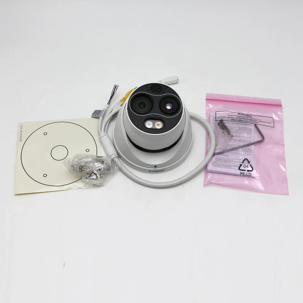 Original Dahua TPC-DF1241-B2F2-DW-S8, TPC-DF1241-S8 Eureka Series 4MP POE IP67 Thermal Network Mini Hybrid Eyeball Camera