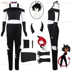Anime Hasbin Cos Hotel Helluva Millie Cosplay Costume Fancy Boss Dress Outfit Costume Men Women Halloween Costume Wig Horns