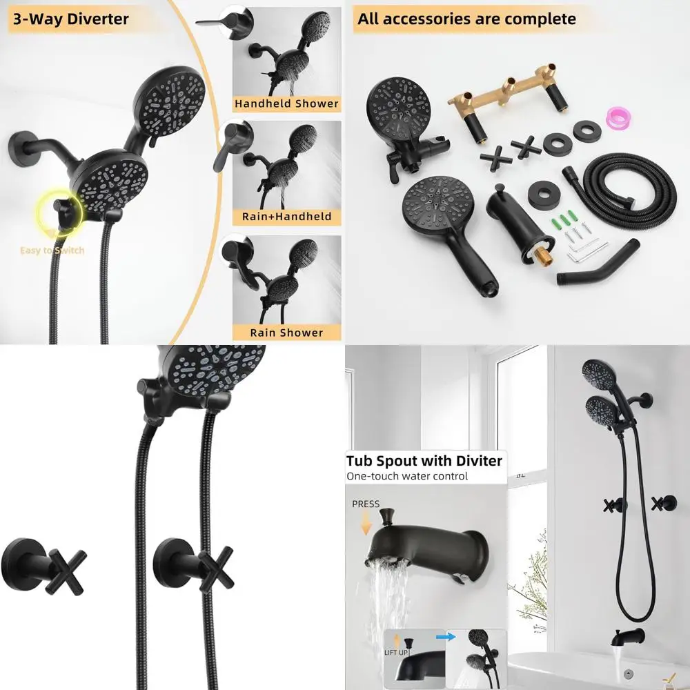 

Dual Function Shower Set with Handheld, Wall-Mounted, Matte Black, 2-Knob Control, 3A3MK