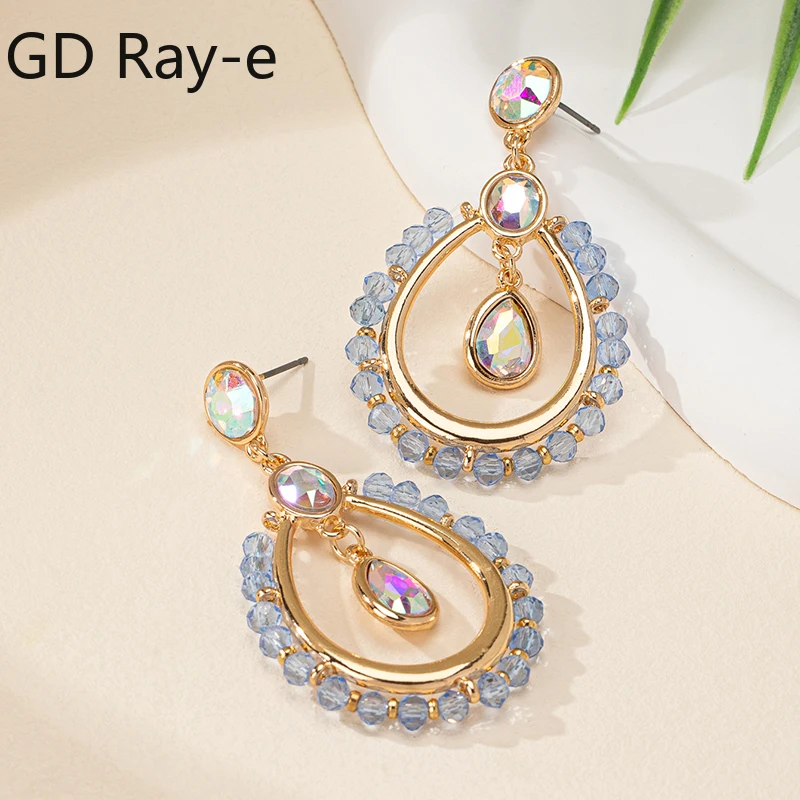 

Vintage Palace Crystal Hanging Earrings for Women Wedding Baroque Bohemia Beads Fine Drop Earrings Female Elegant Jewelry Gift