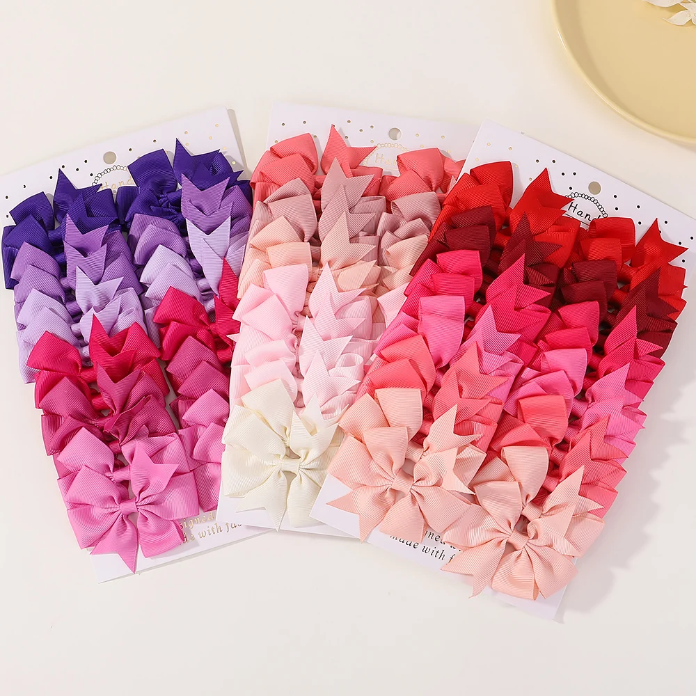 

24Pcs/Set Solid Hair Bows Hair Clips Barrettes Headwear Colorful Cute Hairpins Boutique Bowknot Headwear Kids Hair Accessories