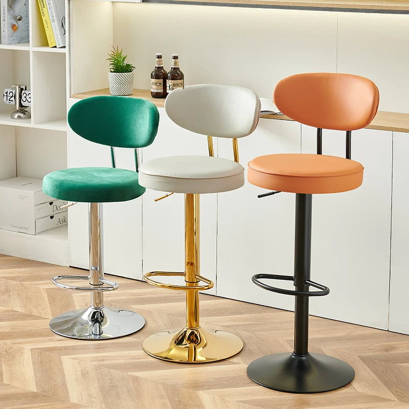 White Luxury Bar Stool Nordic High Quality Minimalist Back Party Chairs Adjustable Height Cushion Taburetes De Bar Furniture