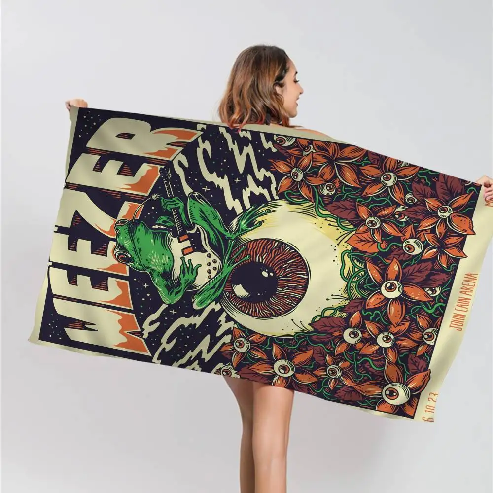 W-Weezer Music Band Beach Towel Colorful Bath Towels For Girl Microfiber Quick Dry Custom Sand Free Beach Yoga Spa Gym Pool
