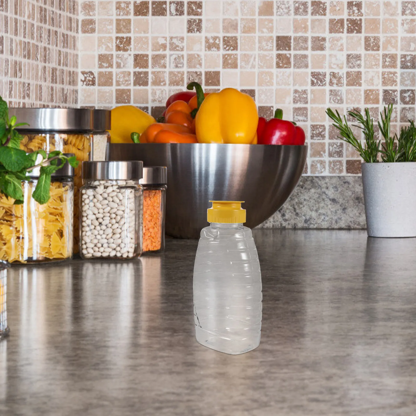 Botellas exprimibles para miel, dispensador de condimentos de plástico transparente a prueba de fugas con tapas de boquilla para salsa de barbacoa, mostaza y kétchup, 2 uds.