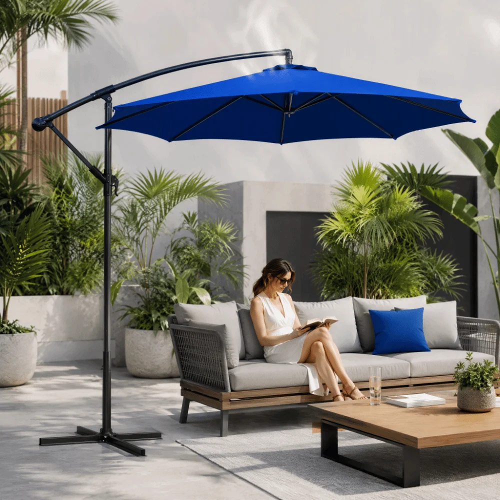 Waterproof Patio Umbrella Replacement Canopy Rainproof Sunproof Garden Umbrella Cover Dust Cloth Center-Pole Sunshade Canopy Top