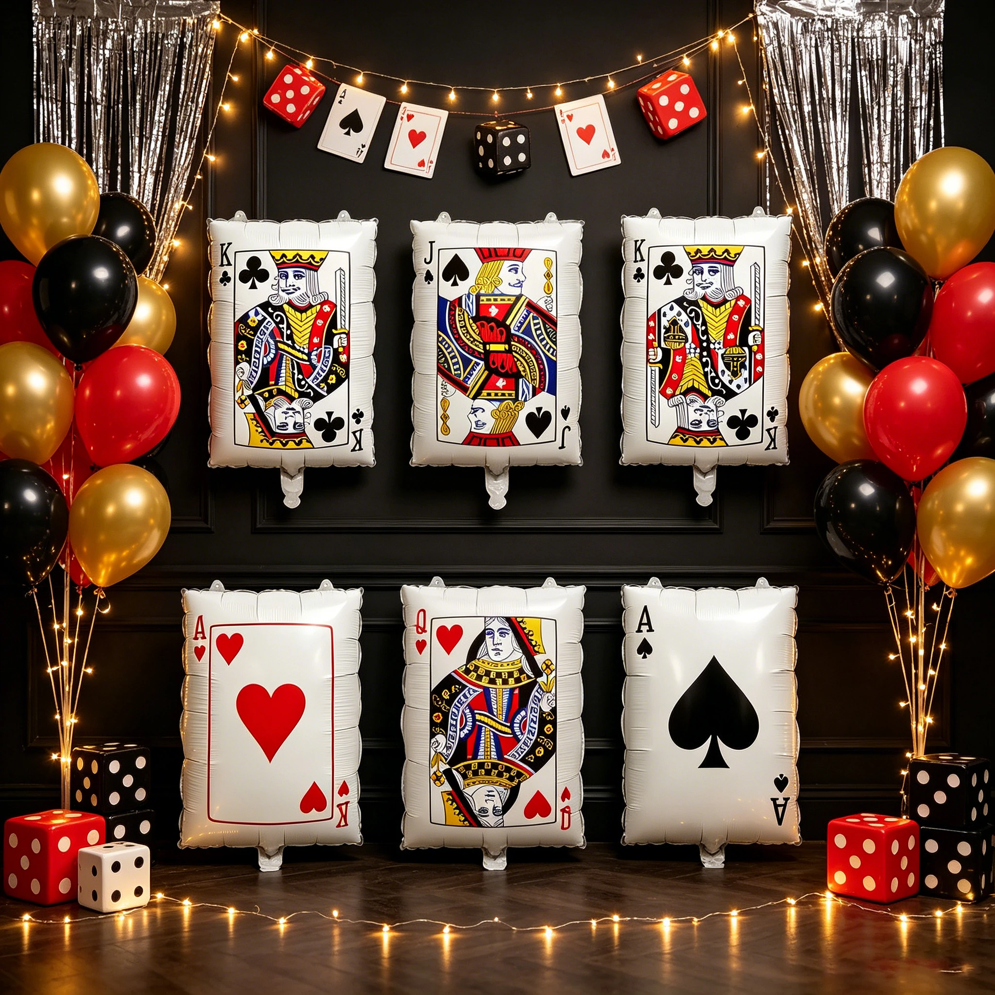Playing Card Shaped Foil Balloon Set, for Casino Night, Game Night, Poker Tournament & Adult Themed Party Decor, Pack of 6 view 3