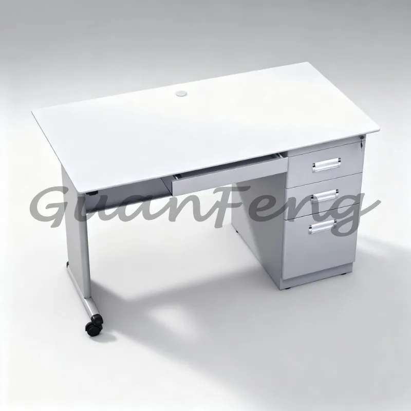Stainless Steel Metal Office Desk 3 Drawer Computer Table Heavy‑Duty Office Workstation Furniture