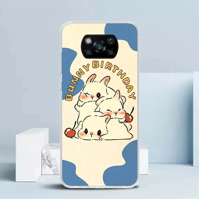 Cartoon Cute Little Rabbit Soft Cover for Xiaomi Poco X5 Pro X4 Gt X3 Nfc M5S Print Phone Case M4 M3 M2 F3 F2 F1 Mi Note 10 Lite