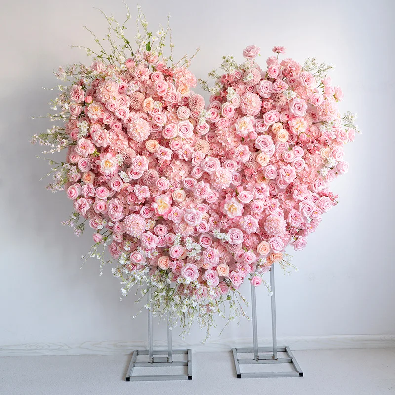 wall decoration pink love flower arrangement, finished product simulation flower fake flower window activity