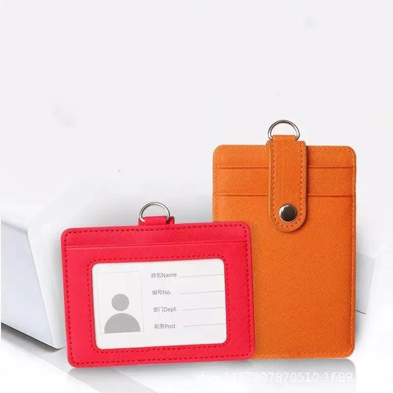 Leather Lanyards ID Badge Holder para homens e mulheres, Bus Pass Case Cover, Bank Credit Card Holder, Cardholder Strap