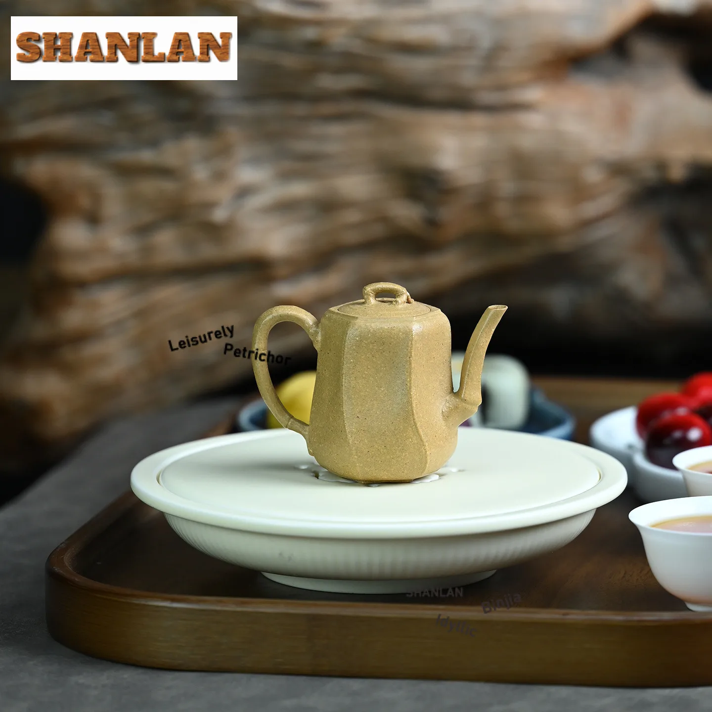 65 مللي الجمالية ييشينغ الأرجواني الطين أباريق الشاي اليدوية سداسية الخيزران وعاء صغير الخام الخام الخام رقيقة قسم الجسم غلاية الطين Zisha طقم شاي #2