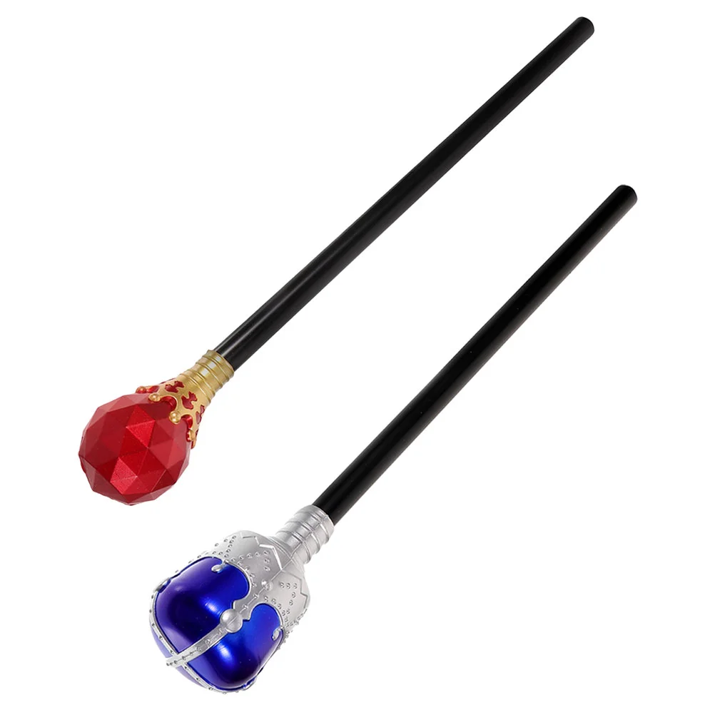 2 Pcs King Scepter Halloween Decorations Decorative Scepters Stick Party Walking Prop Plastic for Child