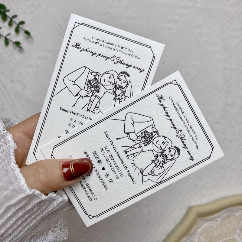 Customized. Simple and Artistic Wedding Thank You Card Banquet Business Retro Style Handwritten Wedding Invitation