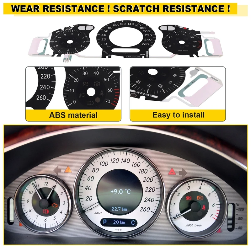 Gauge Face With EL Cold Light Instrument Panel For Mercedes Benz W211 260KM Black-AS55