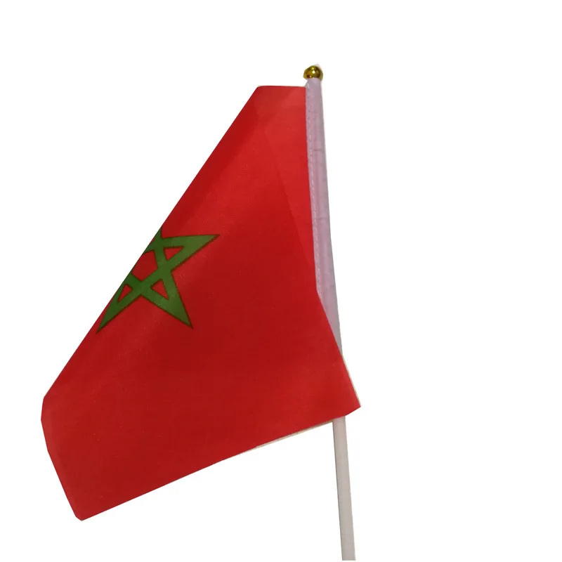 Morocco Hand Flag 14*21cm Handheld  Moroccan National Hand Held Small Waving Flag Indoor Outdoor Home Decor