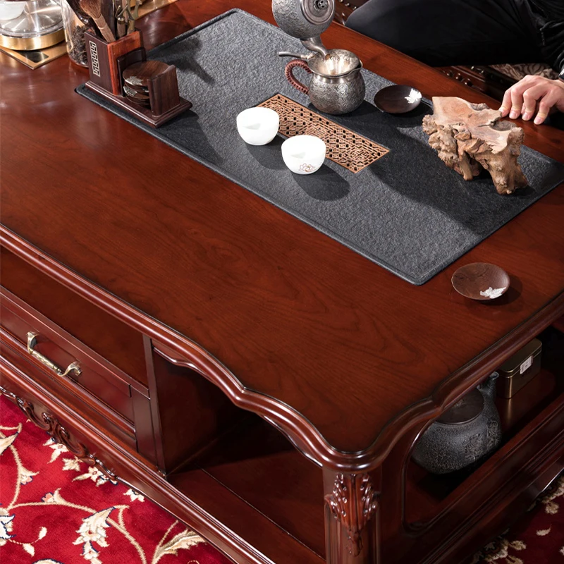 American-Style Solid Wood Tea Table - Integrated Office Tea Station With Smart Kettle For Home Use