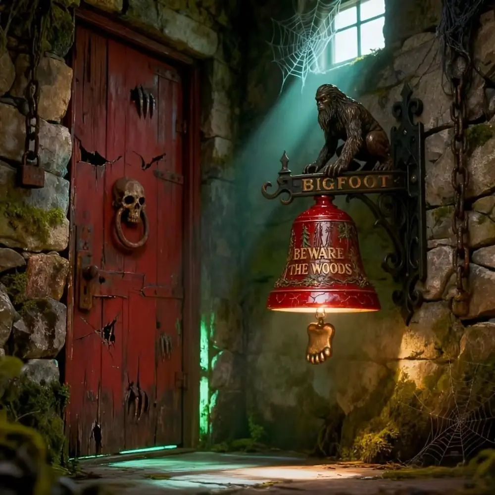 Wall-Mounted Krampus Decorative Ornament 3D Sculpted Resin Material Resin Decorative Hanging Bells Vintage Textured