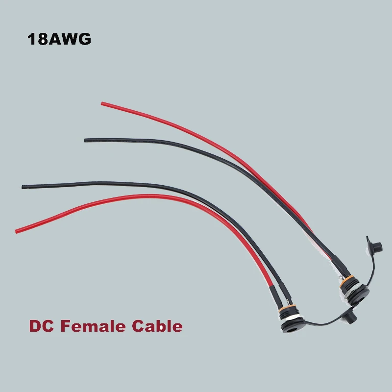 

20cm 18awg DC 022 power Female Connector Cable Wired 5.5x2.1mm 5.5x2.5mm Socket cord Plug 2pin wire with protect cover B4