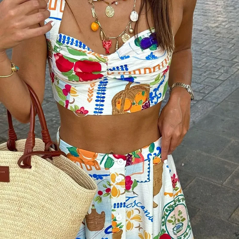 2025 Two-piece-set Sleeveless Halter Top Woman Clothing Top Women T-shirt Tank Top Female Clothes Tops Harajuku Tanks Camis