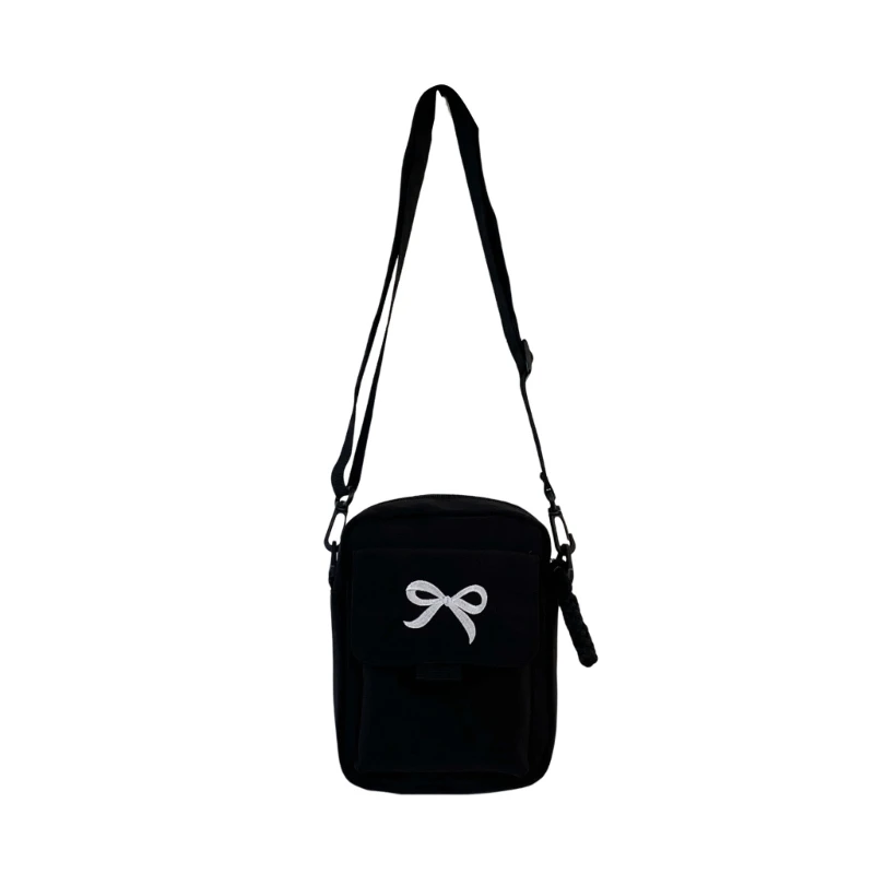 

E8FB Elegant Nylon Shoulder Bag With Adjusatble Strap Bowknot Crossbody Bags Satchel Purse For Commuting Or Casual Travel