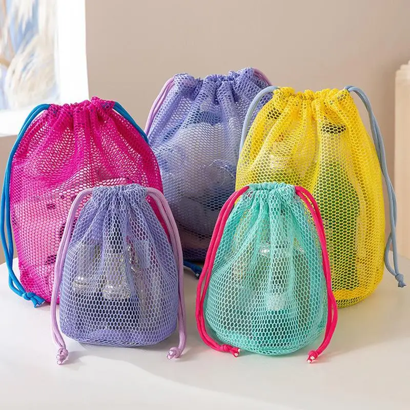Nylon Mesh Drawstring Storage Pouch Multi-Purpose Travel Bag For Digital Products Makeup Cosmetic Organizer Outdoor