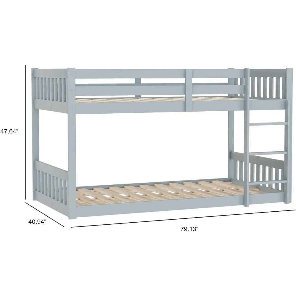 Moldura da cama da madeira maciça para crianças e adolescentes, quadro da cama com escada e trilho do protetor, para a economia do espaço