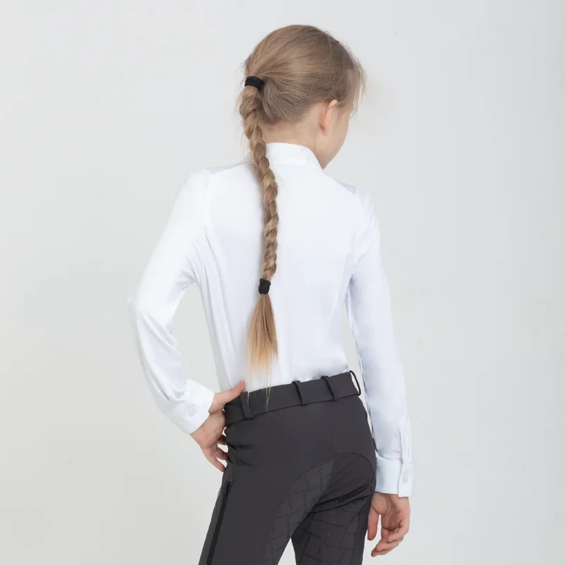 Cavpassion-Long-Sleeved Equestrian White Shirt for Children, Riding Competition, Equipment, Riding Shirt